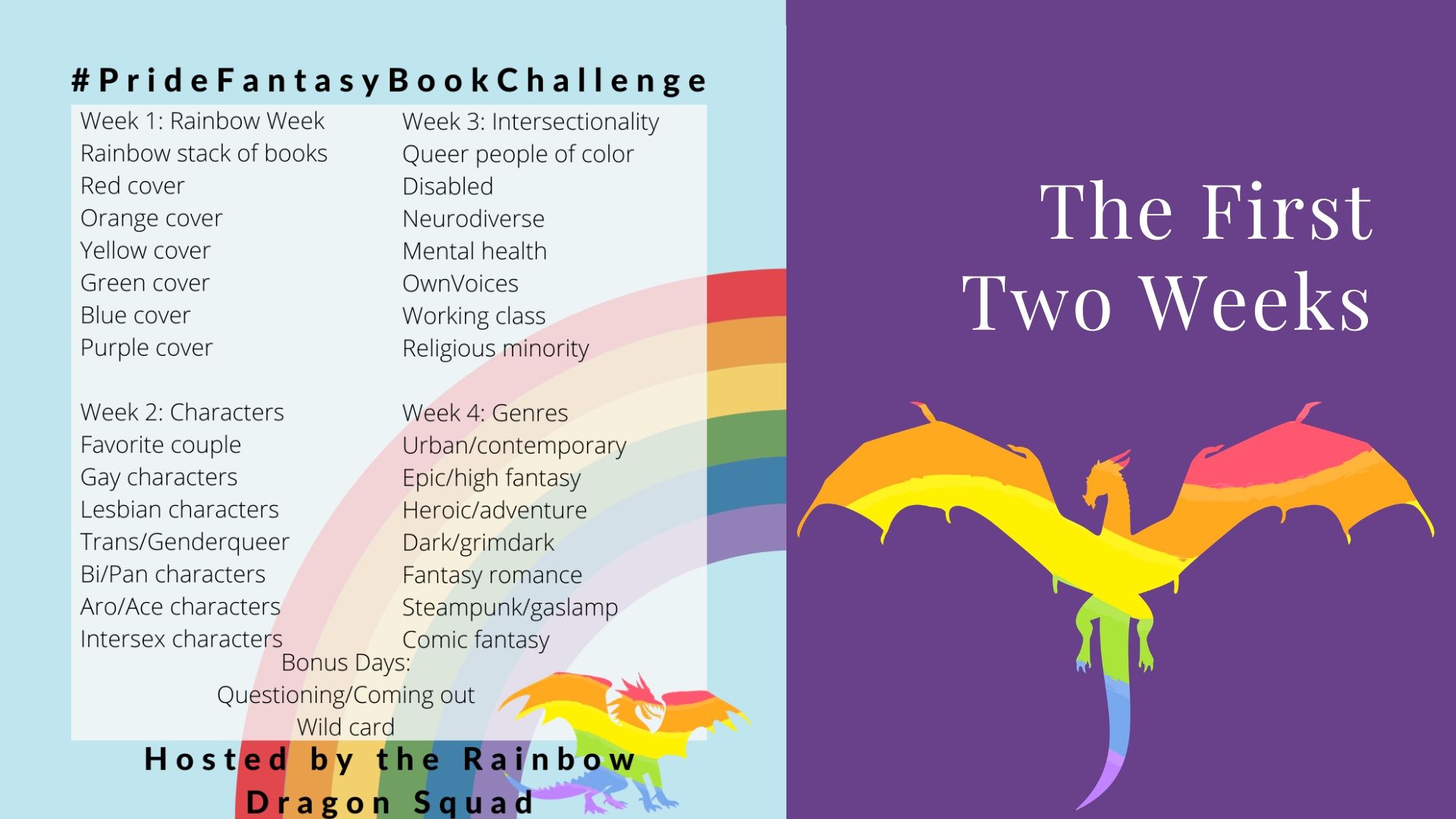 You are currently viewing First Two Weeks of the Pride Fantasy Book Challenge